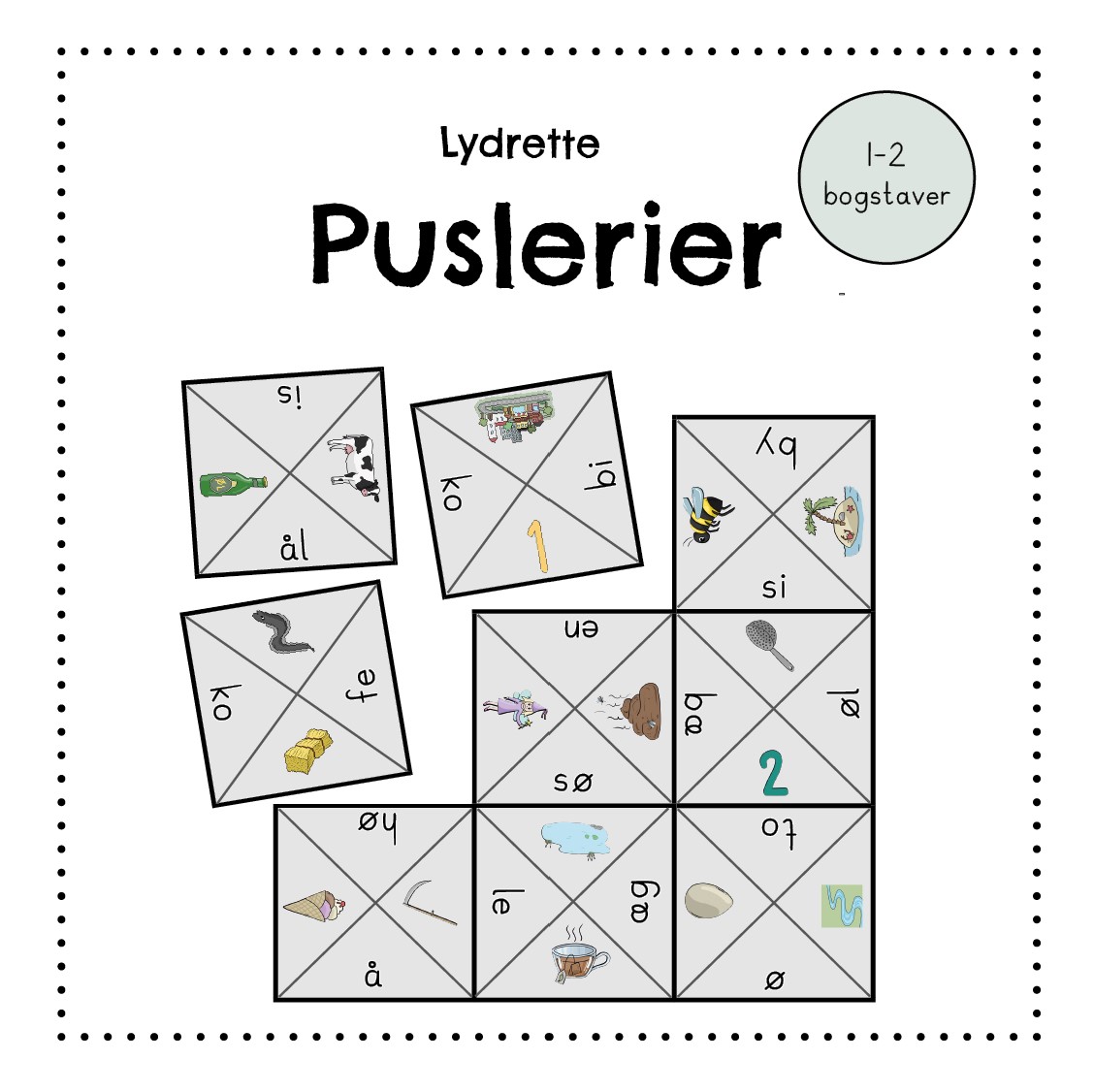 Lydrette puslerier 1-2 bogstaver